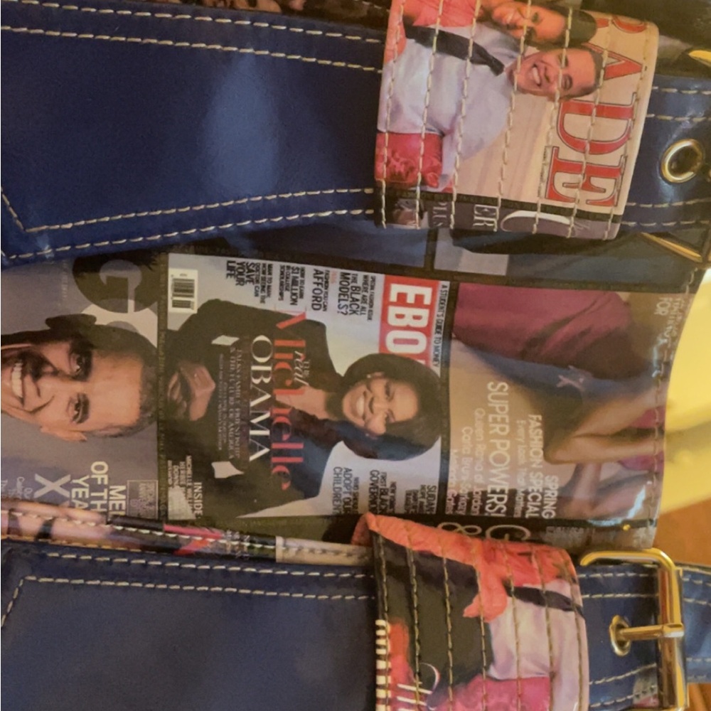 Blue Magazine Print Tote Bag